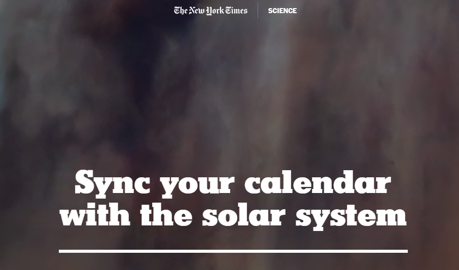 NYT Astronomy and Space Calendar