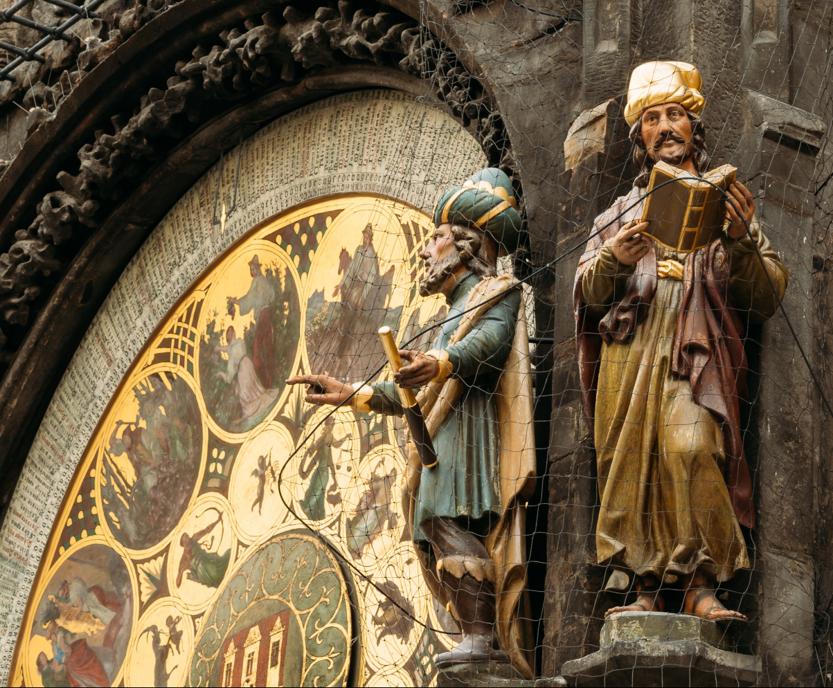 Astronomical Clock with the philosophers in Prague